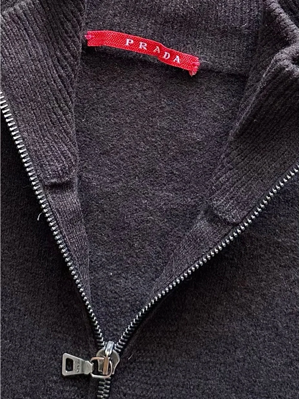 Prada Vintage Wool Brown Zip Sweater
